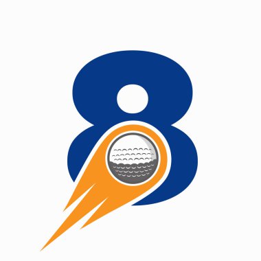 Harf 8 Golf Logosu Taşıyıcı Golf Topu Simgesi. Hokey Spor Logosu Sembol Vektörü Şablonu