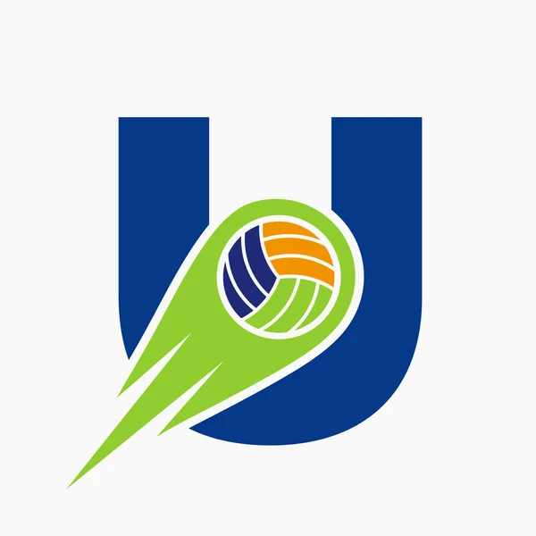 Буква Мяч Мбаппе Иконой Движения Мяча Мбаппе Логотип Волейбольного Спорта — стоковый вектор