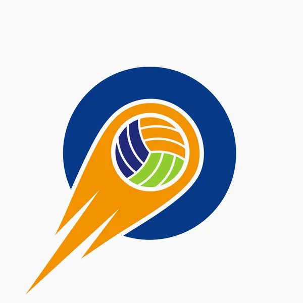 Letra Concepto Logotipo Voleibol Con Ícono Voleibol Movimiento Plantilla Logotipo — Vector de stock