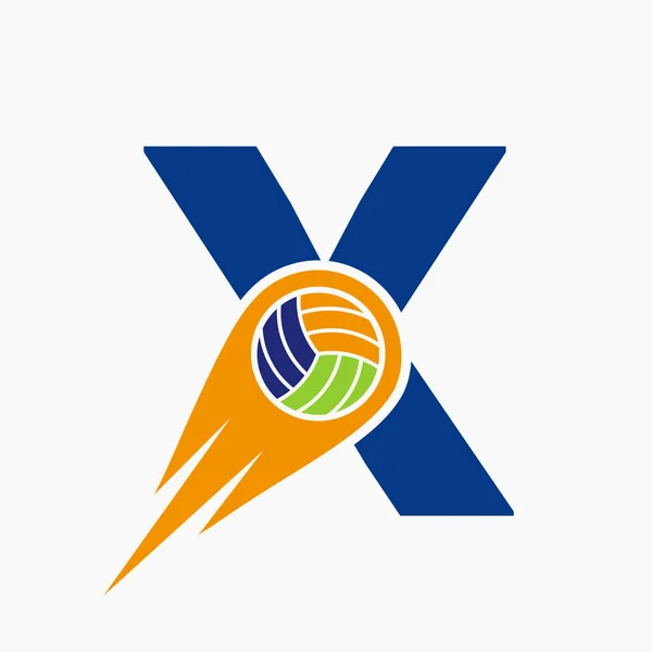 Letter Volleyball Logo Koncepce Pohybující Volejbalový Míč Ikona Šablona Logotypu — Stockový vektor