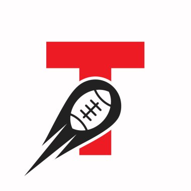 T harfi rugby logosu, Amerikan futbol sembolü ve Amerikan futbol logosu için rugby topu simgesi.