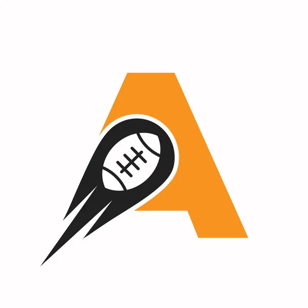 Anfangsbuchstabe Ein Rugby Logo American Football Symbol Kombiniert Mit Einem — Stockvektor