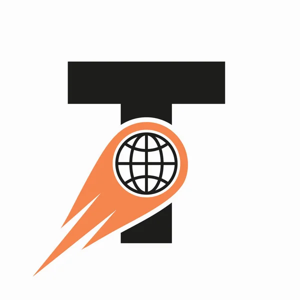 Buchstabe Logo Konzept Mit Global World Icon Vector Template — Stockvektor