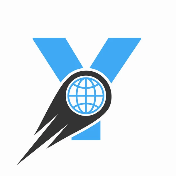 Letter Logo Concept Global World Icon Vector Template — Stock Vector