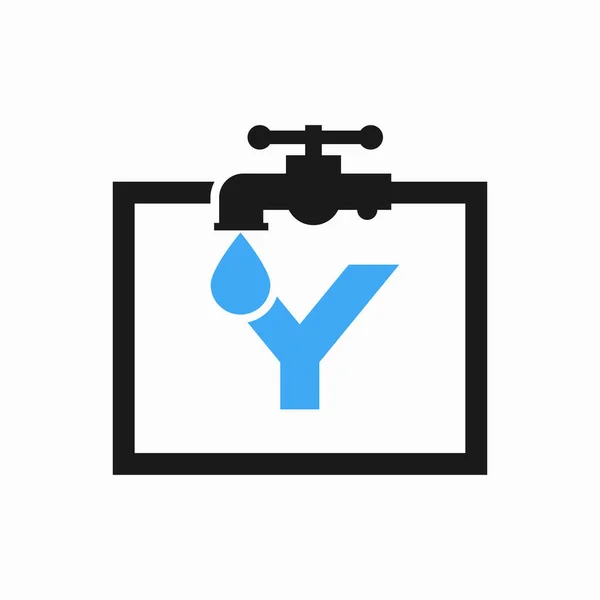 Letter Plumber Logo Design Plumbing Water Logo Template — Stock Vector