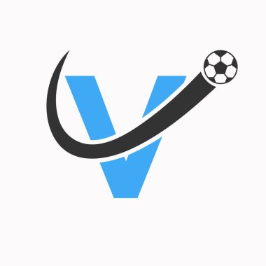 V harfli futbol logosu. Futbol Logosu Hareketli Futbol Simgesi Konsepti