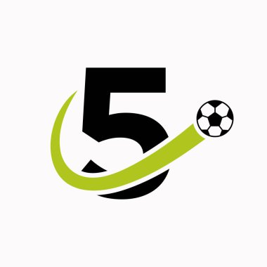 Harf 5 Futbol Logosu. Futbol Logosu Hareketli Futbol Simgesi Konsepti