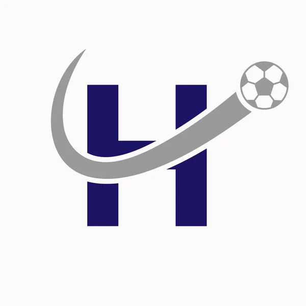 Hサッカーのロゴ サッカーロゴのコンセプトサッカーアイコンを移動 — ストックベクタ