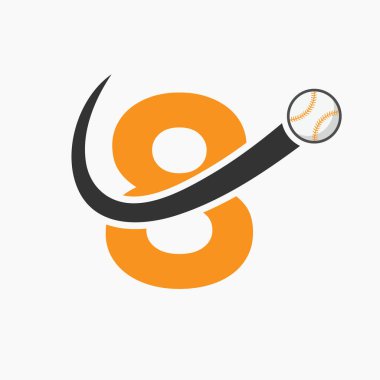 Letter 8 Baseball Logo Concept With Moving Baseball Icon Vector Template