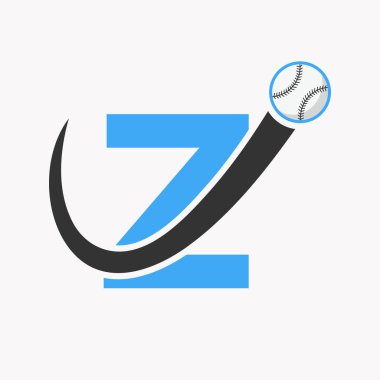 Letter Z Baseball Logo Concept With Moving Baseball Icon Vector Template