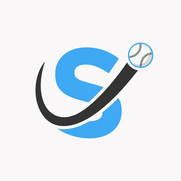 Letter Baseball Logo Concept Moving Baseball Icon Vector Template — Stock vektor