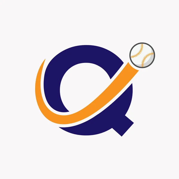 Letter Baseball Logo Concept Moving Baseball Icon Vector Template — Stock Vector