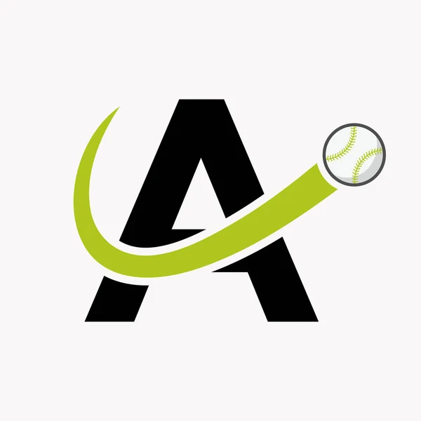 Letter Baseball Logo Concept Moving Baseball Icon Vector Template — Vector de stock