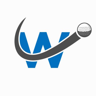 İlk harf W Golf Logosu Tasarımı. İlk Hokey Spor Akademisi İşareti, Kulüp Sembolü