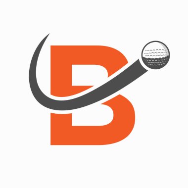 İlk harf B Golf Logosu Tasarımı. İlk Hokey Spor Akademisi İşareti, Kulüp Sembolü