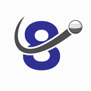 İlk Mektup 8 Golf Logosu Tasarımı. İlk Hokey Spor Akademisi İşareti, Kulüp Sembolü