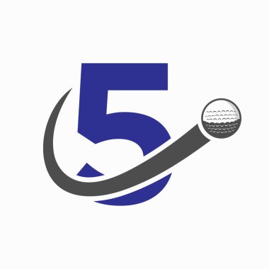 İlk harf 5 Golf Logosu Tasarımı. İlk Hokey Spor Akademisi İşareti, Kulüp Sembolü