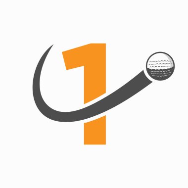 İlk Mektup 1 Golf Logosu Tasarımı. İlk Hokey Spor Akademisi İşareti, Kulüp Sembolü