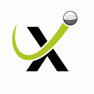 İlk harf X Golf Logosu Tasarımı. İlk Hokey Spor Akademisi İşareti, Kulüp Sembolü