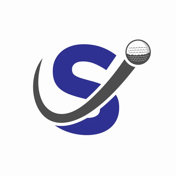 Eerste Letter Golf Logo Design Initiële Hockey Sport Academy Sign — Stockvector
