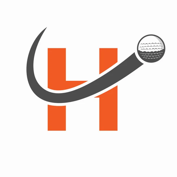 初期の手紙Hゴルフロゴデザイン 初期ホッケースポーツアカデミーサイン クラブシンボル — ストックベクタ