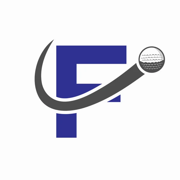 Letra Inicial Golf Logo Design Firma Inicial Academia Deportiva Hockey — Vector de stock