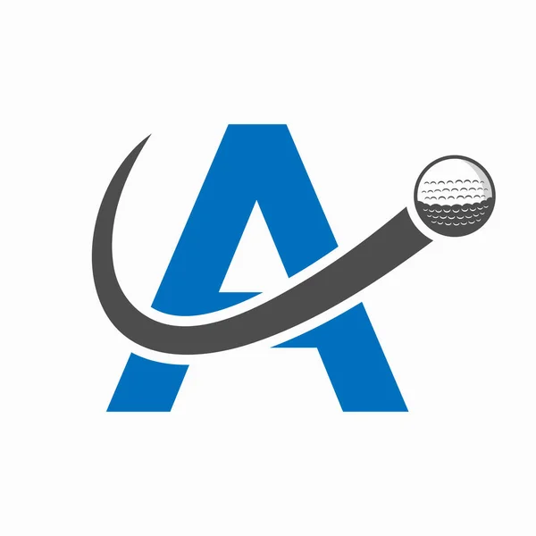 初始字母A高尔夫标志设计 赛马会体育学院初步签署 — 图库矢量图片