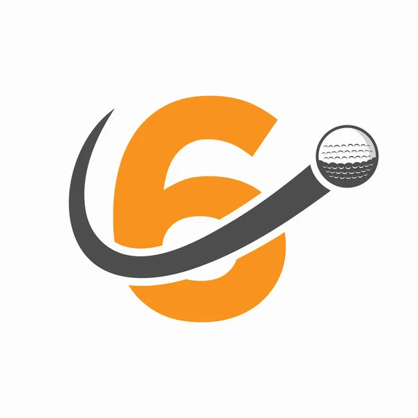 初期の手紙6ゴルフロゴデザイン 初期ホッケースポーツアカデミーサイン クラブシンボル — ストックベクタ