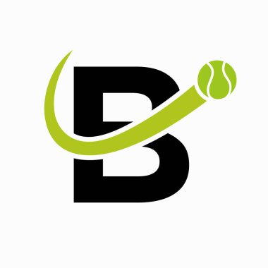 B harfi şablonunda tenis logosu tasarımı. Tenis Spor Akademisi, Kulüp Logosu