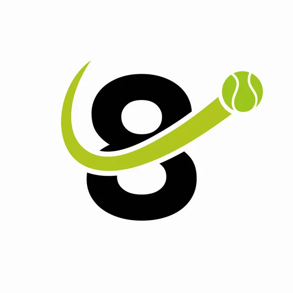 Harf Şablonunda Tenis Logosu Tasarımı Tenis Spor Akademisi Kulüp Logosu — Stok Vektör