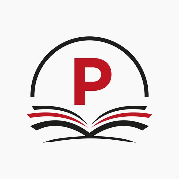 字母P教育标志书概念 培训职业签名 学院毕业设计标志模板 — 图库矢量图片