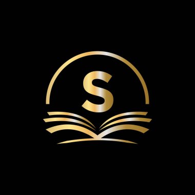 Initial Letter S Education Logo Book Concept. University, Academy Graduation Logo Template Design clipart