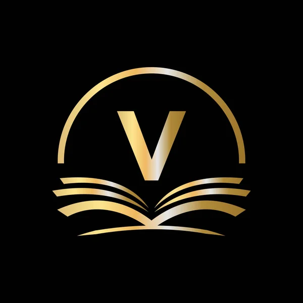 Mektup Eğitim Logosu Konsepti Üniversite Akademi Mezuniyet Logosu Şablonu Tasarımı — Stok Vektör