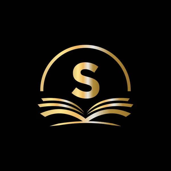 S harfi eğitim logo kitabı kavramı. Üniversite, Akademi Mezuniyet Logosu Şablonu Tasarımı