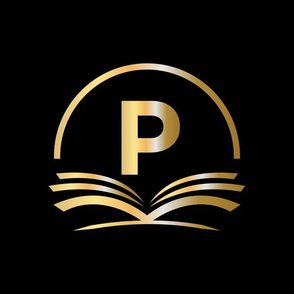 Eğitim Logo Kitabı Konsepti Üniversite Akademi Mezuniyet Logosu Şablonu Tasarımı — Stok Vektör
