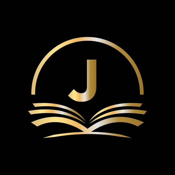 Початковий Лист Education Logo Book Concept Університет Академія Випускний Логотип — стоковий вектор