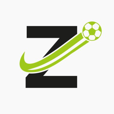 Baş harf Z Futbol Logosu. Futbol Logosu Hareketli Futbol Simgesi Konsepti