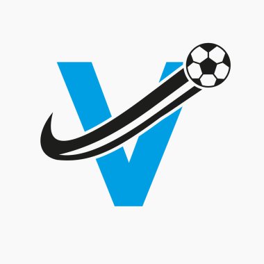 İlk Harf V Futbol Logosu. Futbol Logosu Hareketli Futbol Simgesi Konsepti