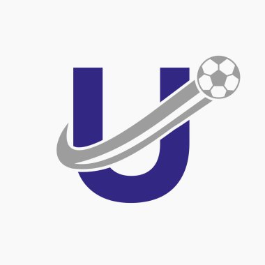İlk Harf U Futbol Logosu. Futbol Logosu Hareketli Futbol Simgesi Konsepti