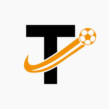 İlk Harf T Futbol Logosu. Futbol Logosu Hareketli Futbol Simgesi Konsepti