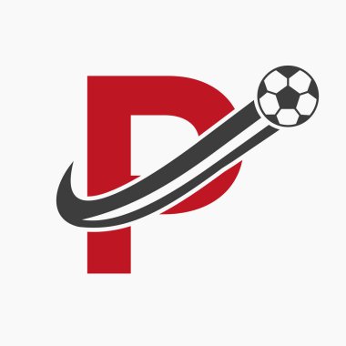 Baş harf P Futbol Logosu. Futbol Logosu Hareketli Futbol Simgesi Konsepti