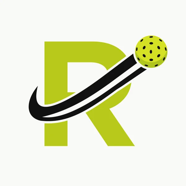 Letra Pickleball Logo Concepto Con Movimiento Pickle Ball Symbol Logotipo — Archivo Imágenes Vectoriales