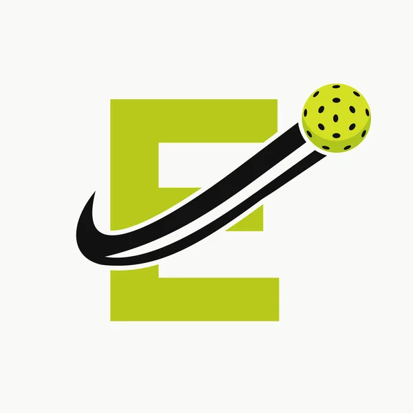 Harfi Pickleball Logosu Hareketli Turşu Topu Sembolü Turşu Topu Logosu — Stok Vektör