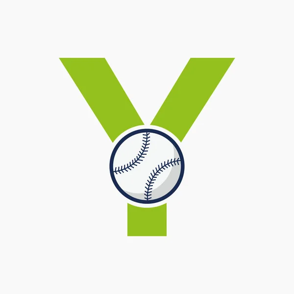 野球ロゴOn Letter Yベクトルテンプレート — ストックベクタ