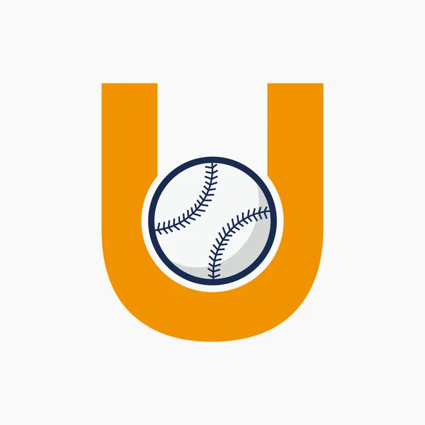 Logo Del Baseball Sulla Lettera Modello Vettoriale — Vettoriale Stock