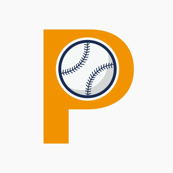野球ロゴOn Letter Pベクトルテンプレート — ストックベクタ