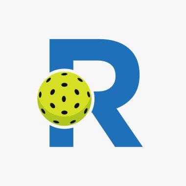 R-vektör şablonunda Pickleball logosu. Turşu Topu Logosu