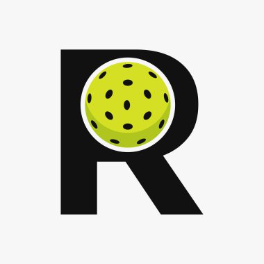 R-vektör şablonunda Pickleball logosu. Turşu Topu Logosu