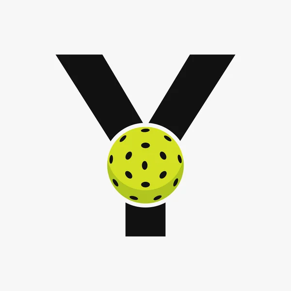 Pickleball Logo Letter Vector Template Pickle Ball Logotype — Stock Vector