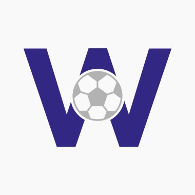 W harfli futbol logosu. Futbol Logosu Tasarım Vektörü Şablonu